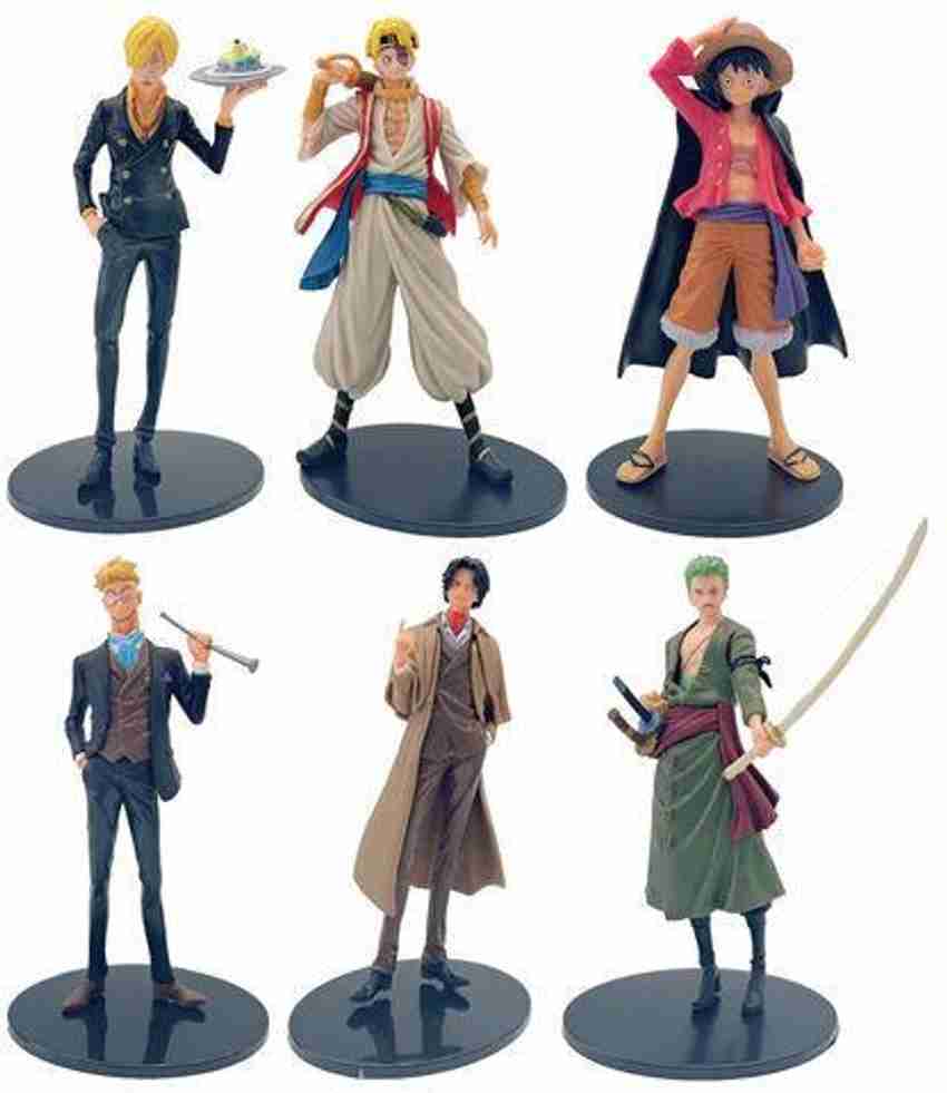 RVM Toys Anime Big Set of 6 One Piece Figures 17 cm Toy for Car Dashboard Study Table Anime Big Set of 6 One Piece Figures 17 cm Toy for Car