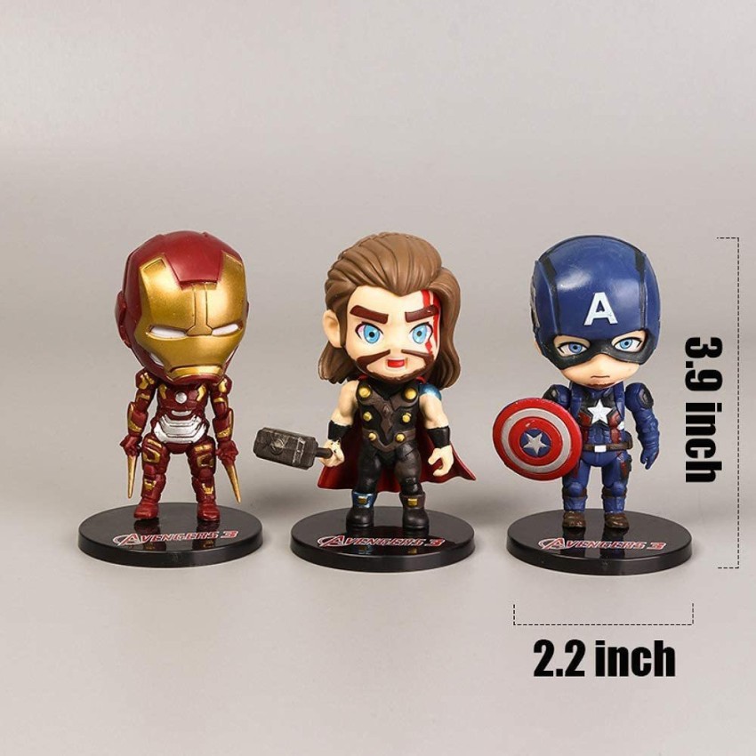 6pcs Marvel Avengers Thor Iron Man Spider-man Figurines d'action