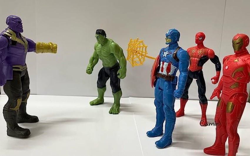 16cm Marvel Avengers Action Figure Toys Captain America Thanos Spiderman  Hulk Iron Man Thor Super Hero