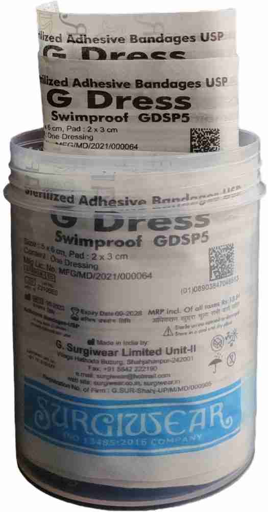 G Dress Swimproof Sterilized Adhesive Bandage Dressing 5x6cm 25 Pcs Adhesive Band Aid Price in India Buy G Dress Swimproof Sterilized Adhesive Bandage Dressing 5x6cm 25 Pcs Adhesive Band Aid online at...