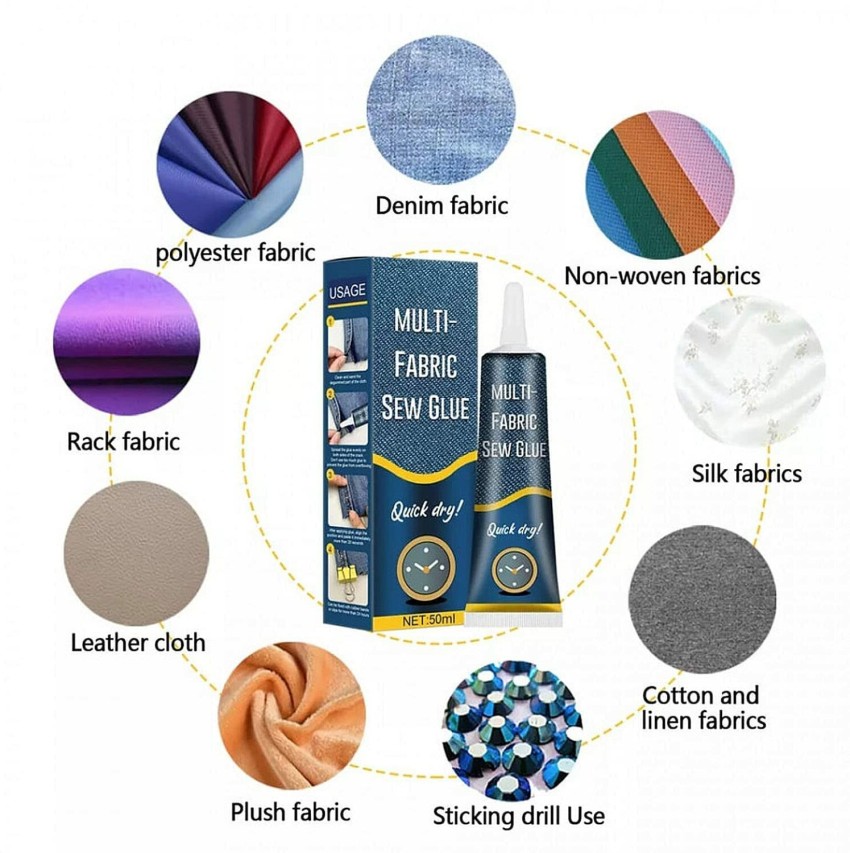 No-Sew Fabric Glue - Liquid Stitch Fabric Glue Permanent Fabric Adhesive  for Quick Mending Secure Liquid Stitch Kit 