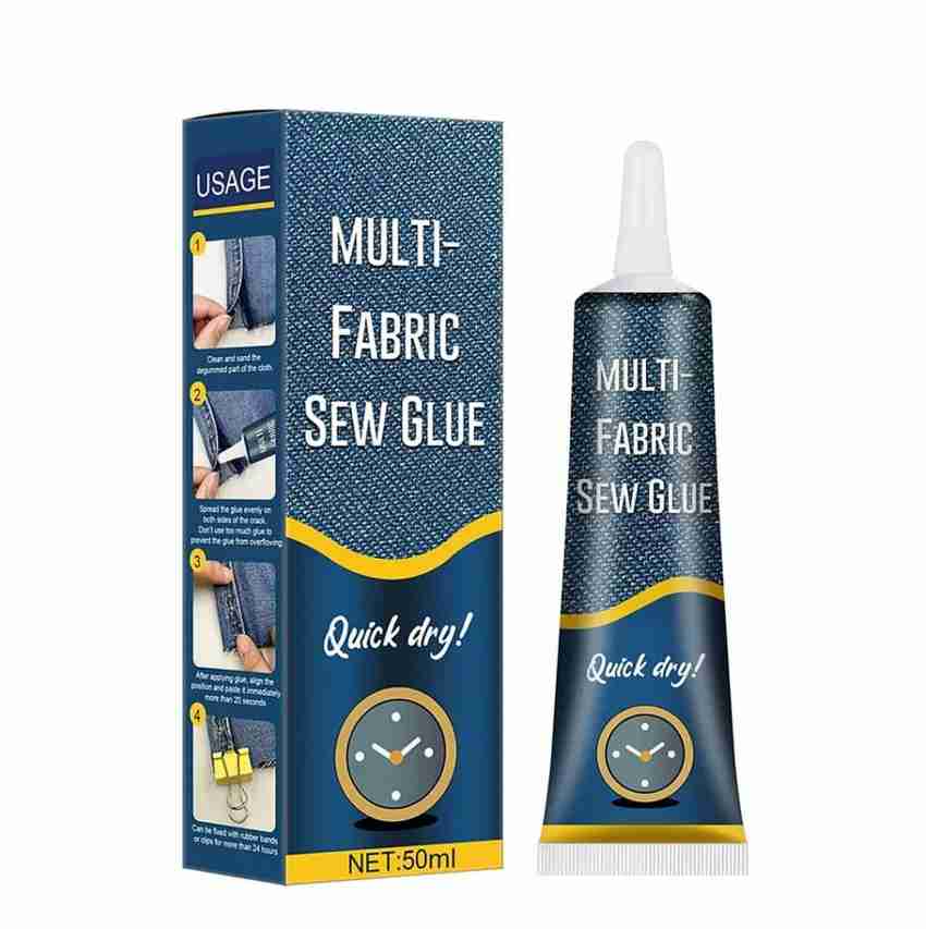 2 Fabric Glue Permanent Strong Adhesive No Sew Fabric Craft Textile Gem Fashion, Clear