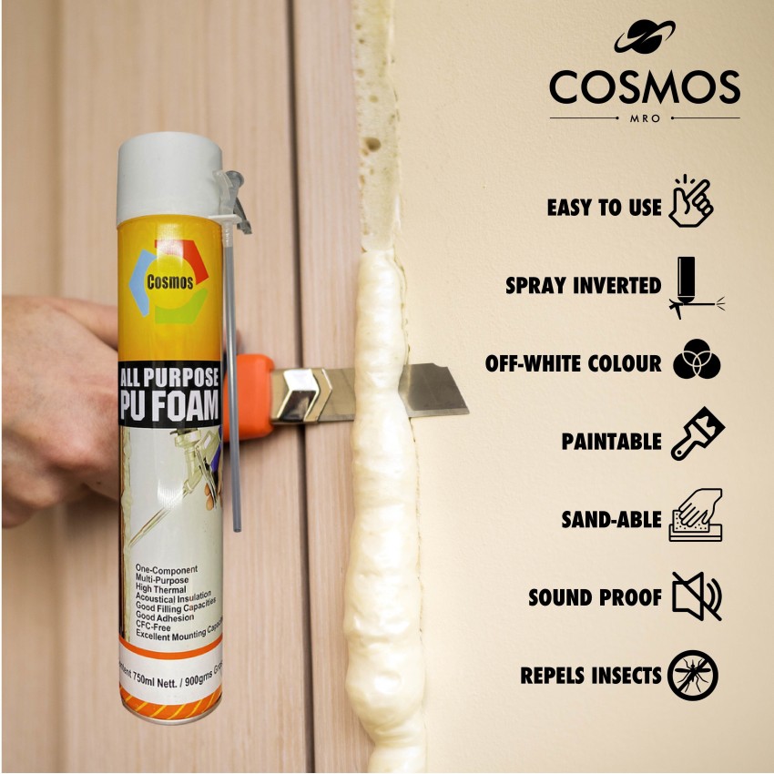 Cosmos Paints All Purpose Polyurethane Foam for Adhesion on Various  Surfaces, PU Foam Spray Adhesive Price in India - Buy Cosmos Paints All  Purpose Polyurethane Foam for Adhesion on Various Surfaces