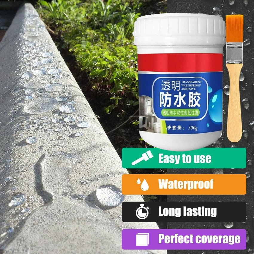 Buy Transparent Waterproof Glue 300g with Brush,waterproof sealant glue for  roof leakage, wood sealant,waterproof crack seal gel for  cement,stone,wood,wall,transparent crack seal agent adhesive glue 54Pcs  Online at Best Prices in India 