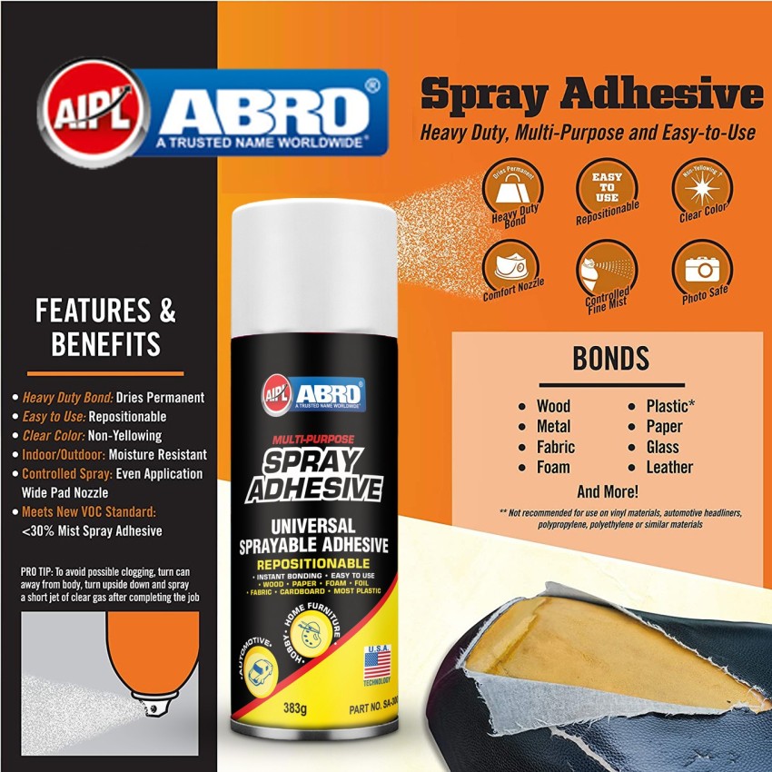 ABRO Heavy Duty Spray Adhesive, Multipurpose and Repositionable Adhesive  Price in India - Buy ABRO Heavy Duty Spray Adhesive, Multipurpose and  Repositionable Adhesive online at
