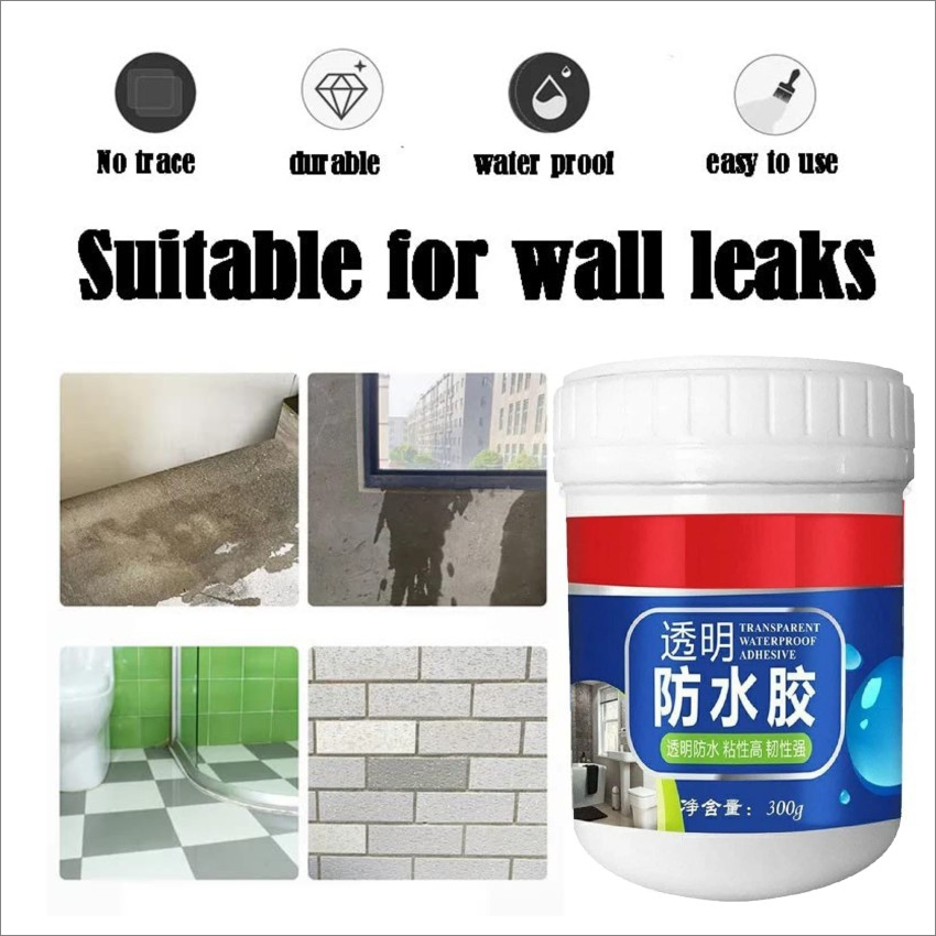 300ml Bathroom Transparent Waterproof Adhesive, Super Invisible Waterproof Glue Sealant, No Trace Leak Repair Tool for Wall Bathroom Roof Indoors and