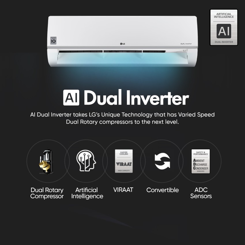 lg dual inverter ac 1.5 ton price flipkart