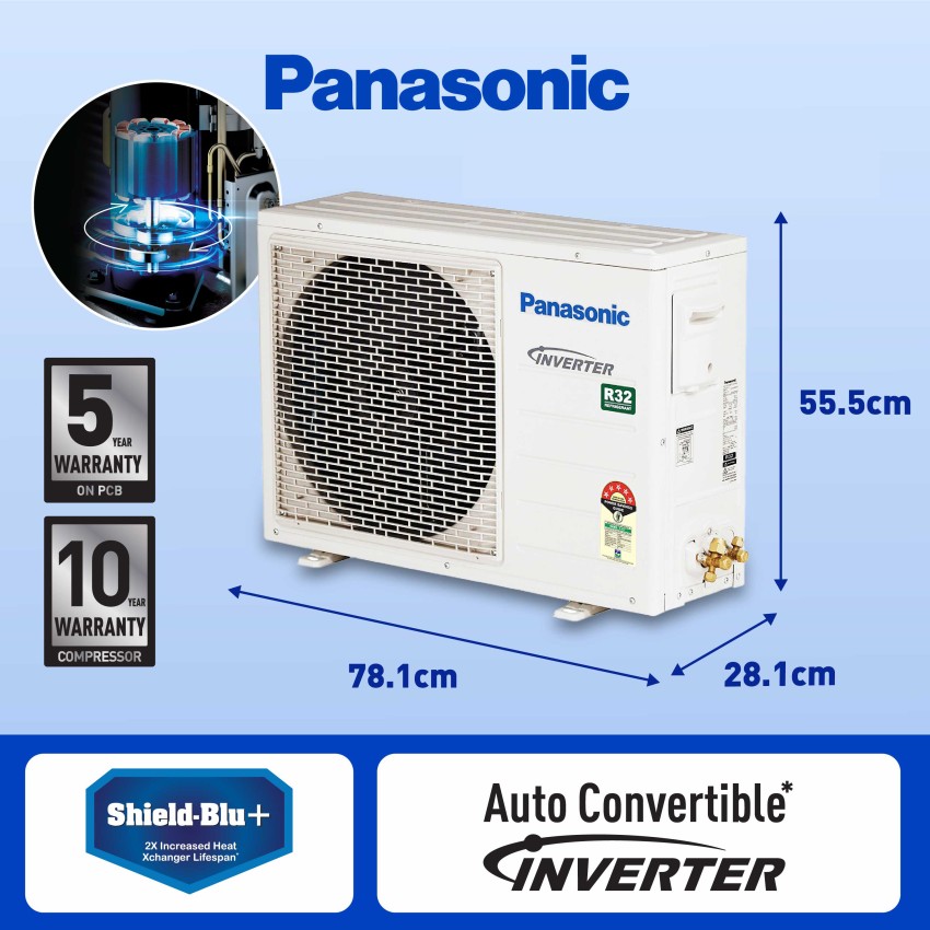 Panasonic Convertible 7-in-1 with Additional AI Mode Cooling 2023 Model 1  Ton 5 Star Split Inverter with 4 Way Swing, PM 0.1 Air Purification Filter  