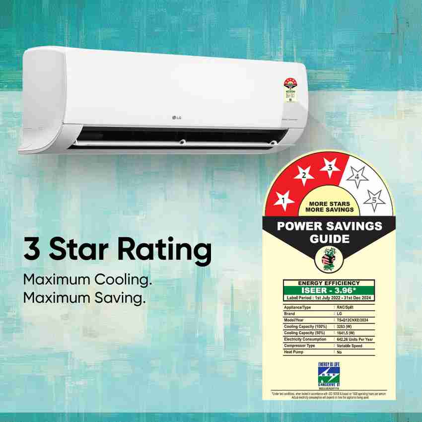 LG 1 Ton 3 Star Split Dual Inverter Ac - White LG 1 Ton 3 Star Split Dual Inverter Ac - White