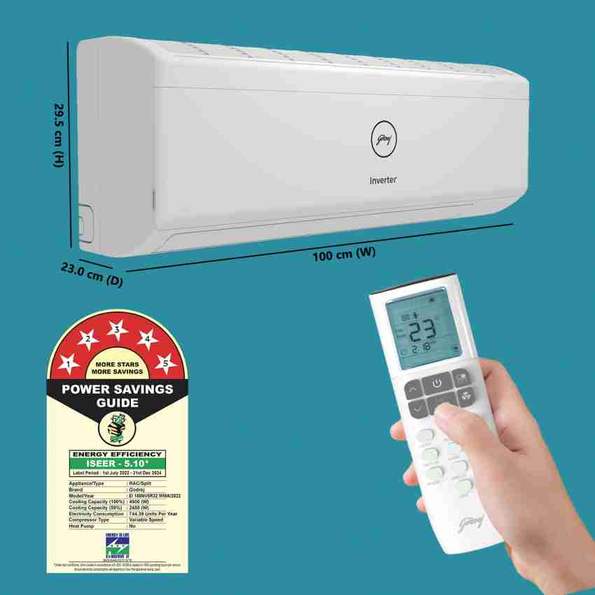 godrej 1.5 ton 5 star split inverter ac white