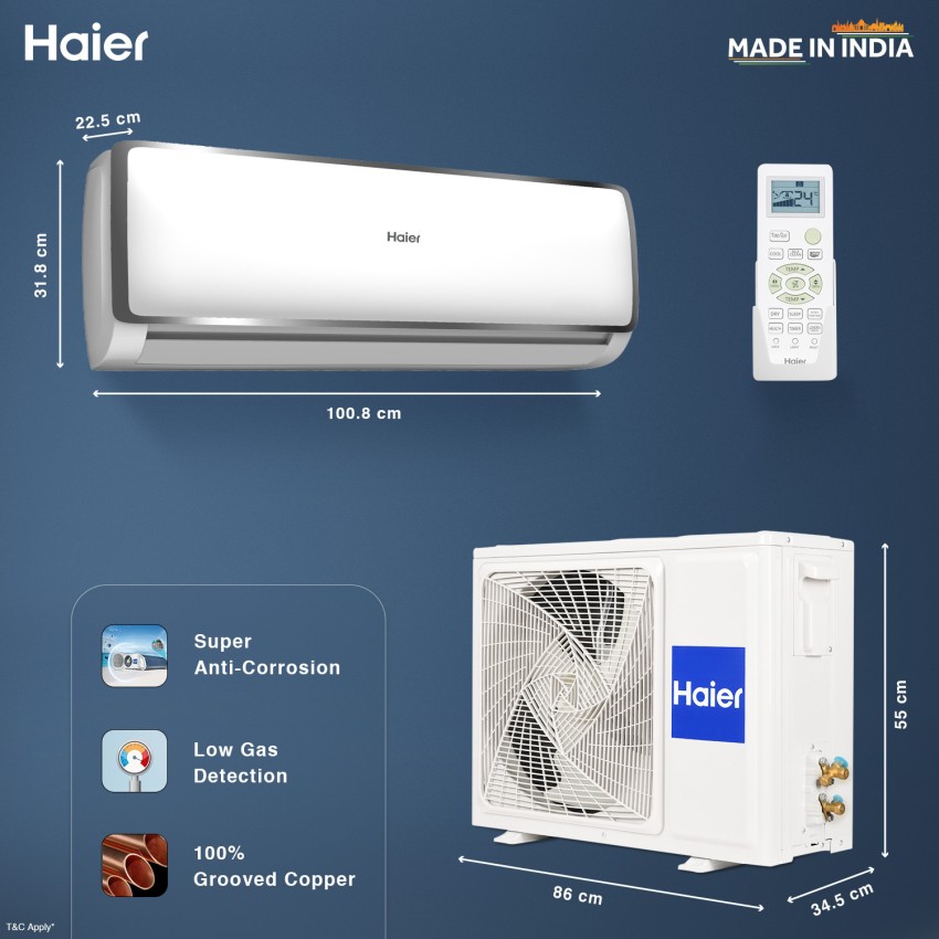 haier 0.9 ton 3 star split ac