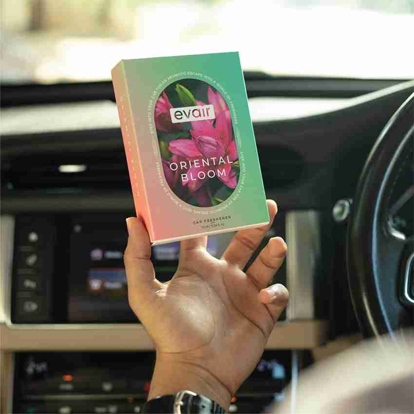 Evair Hanging Car Air Freshener | Car Perfume | Car Accessories Interior | Car Aroma with Essential Oils Fragrance in Glass Bottle (Oriental Bloom)