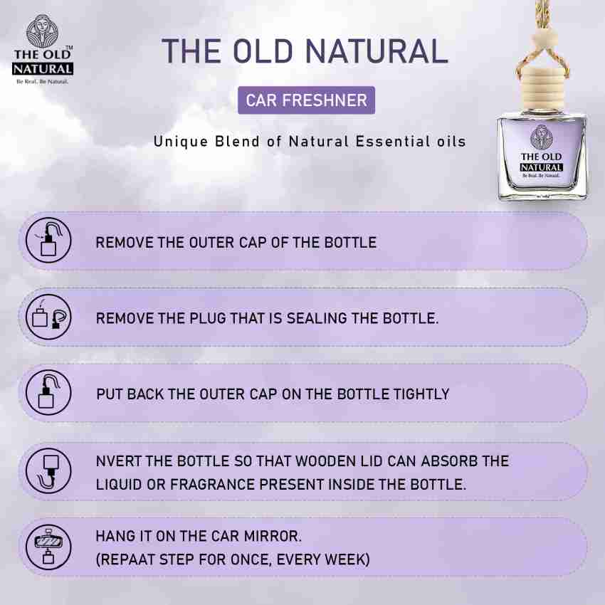 The Old Natural Car Freshener with Essential Oils Fragrance in Glass bottle  with Wooden Diffuser Lid | Car Perfume 10ml