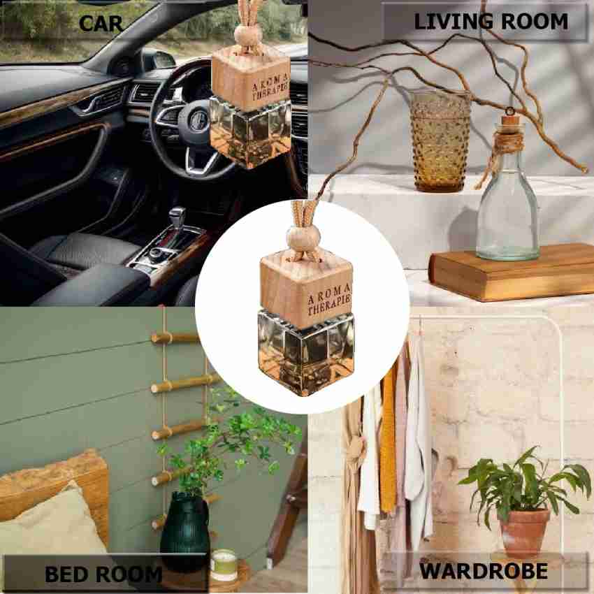 Car hanging air fresheners wooden cap aroma car perfume glass reed diffuser  bottle