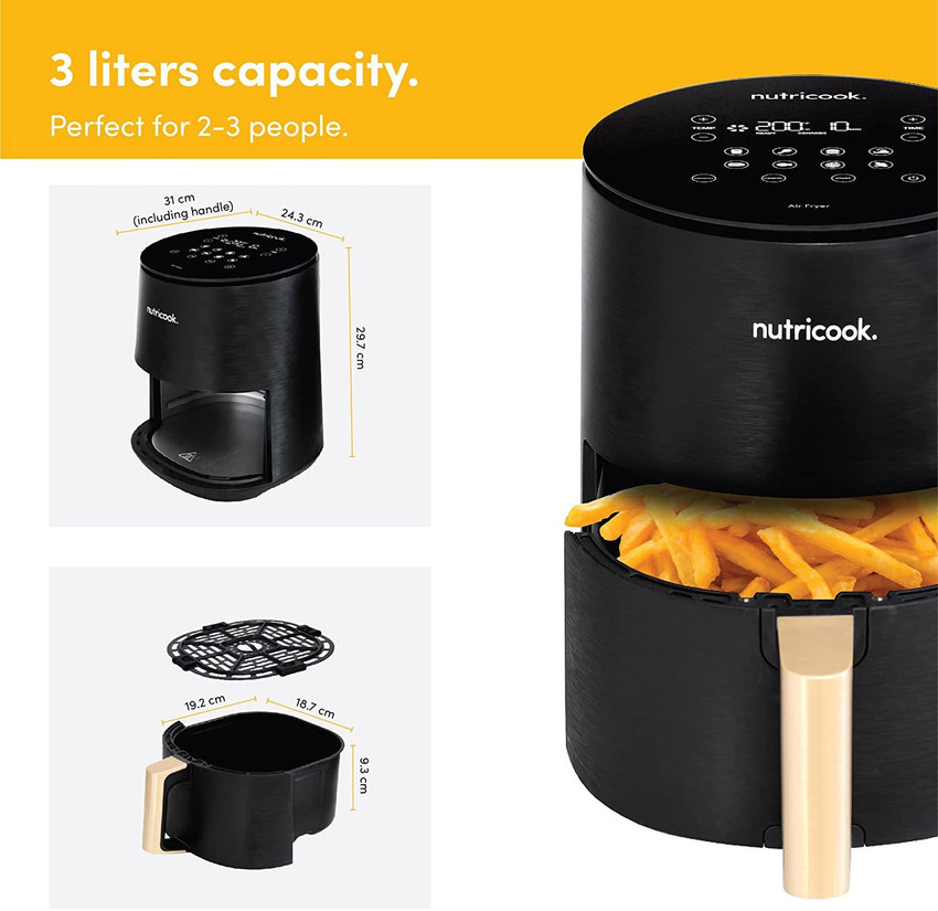 Nutricook Air Fryer Mini 1500 Watts Digital Display Tempered