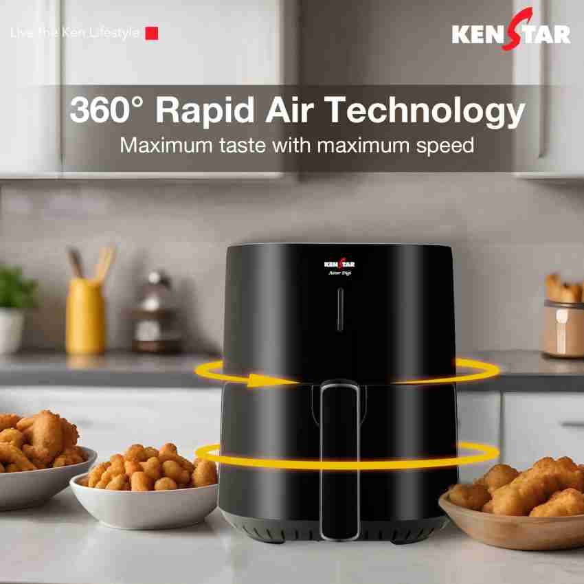 Kenstar ASTER DIGI Digital with 360 High Speed Air Circulation Technology 1200 W with Non Stick Basket Air Fryer Price in India Buy Kenstar ASTER DIGI Digital with 360 High Speed Air Circulation Techn...