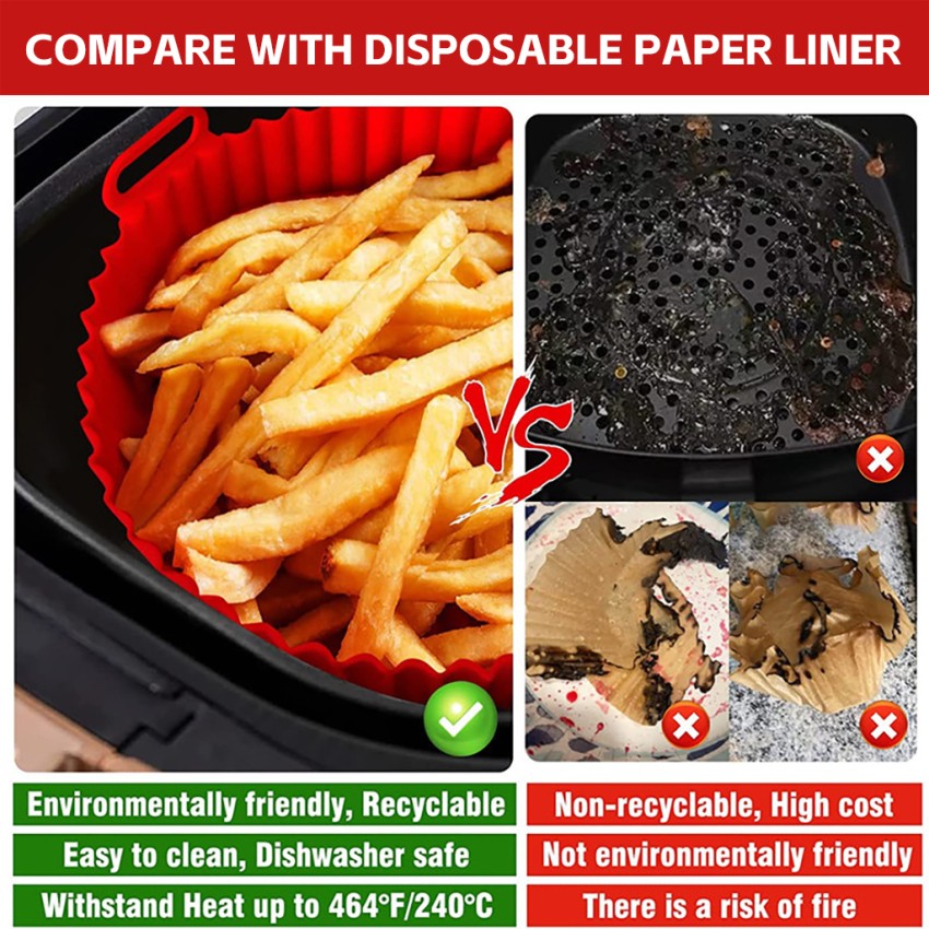 HASTHIP 2-Pack Air Fryer Reusable Silicone Pot, 6.8 inch Non-Stick Airfryer  Tray Price in India - Buy HASTHIP 2-Pack Air Fryer Reusable Silicone Pot,  6.8 inch Non-Stick Airfryer Tray online at