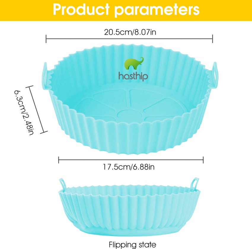 HASTHIP Air Fryer Silicone Baking Tray, 8.2 Inch Non-Stick Silicone Air  Fryer Liners For 4