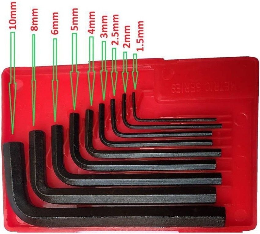 Inditrust 9 PCS ALLEN KEY SET (STEEL) in the high hardness steel material.  Allen Key Set