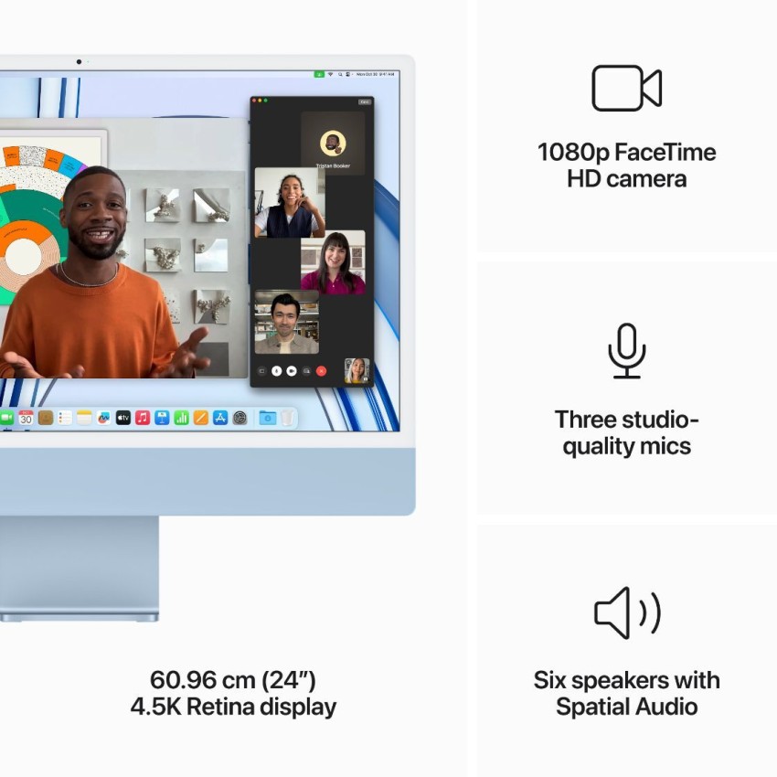 Apple iMac M3 (8 GB Unified/256 GB SSD/macOS Sonoma/24 Inch  Screen/MQRQ3HN/A) - Apple 