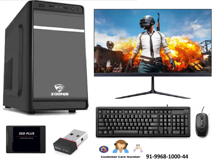 Zoonis Gaming & Editing Desktop Extreme Gaming PC Set, Core i5-6400 6th  Gen, 16GB DDR-4 RAM, 512GB SSD, 1TB HDD, GT 730 4GB Graphics, 22-inch HD 