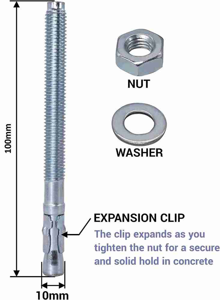 DECENT AIR SYSTEM Nut And Bolt Set Wedge Anchor Bolt 10x100 mm
