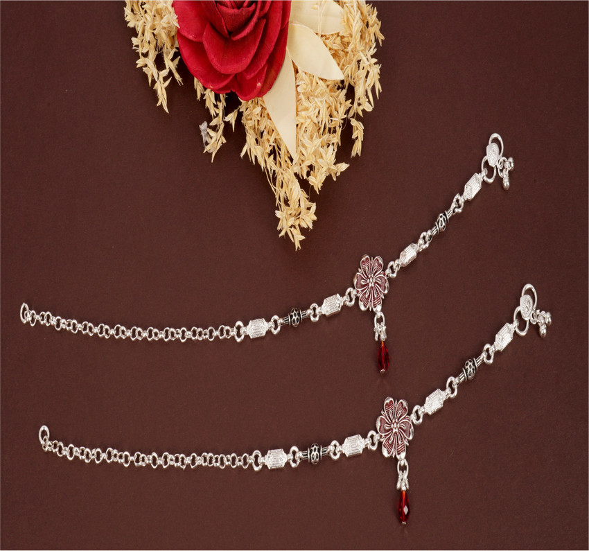ROTICE Stylish Anklet For Women Girl Silver Payal for Daily Use