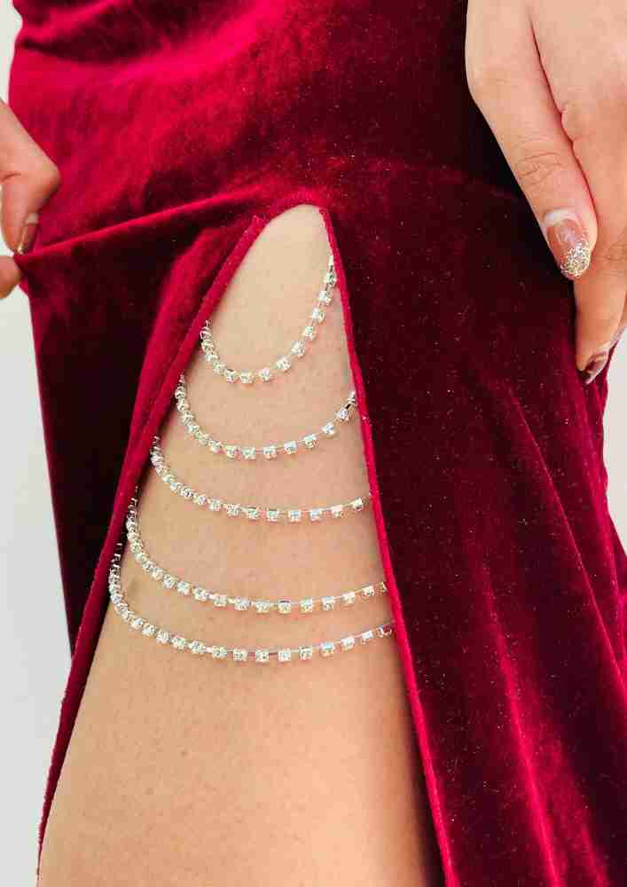 Victray Crystal Leg Chains Body Chain Summer Thigh India