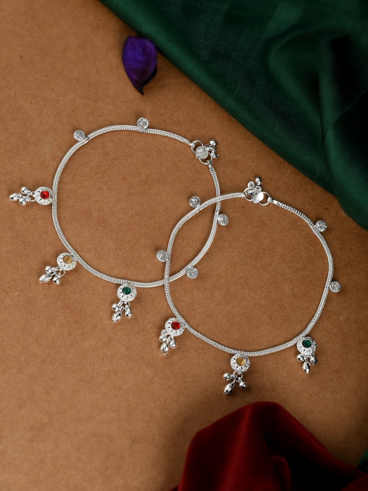 Silvermerc Designs Kolusu Ethnic Silver anklets for women Brass