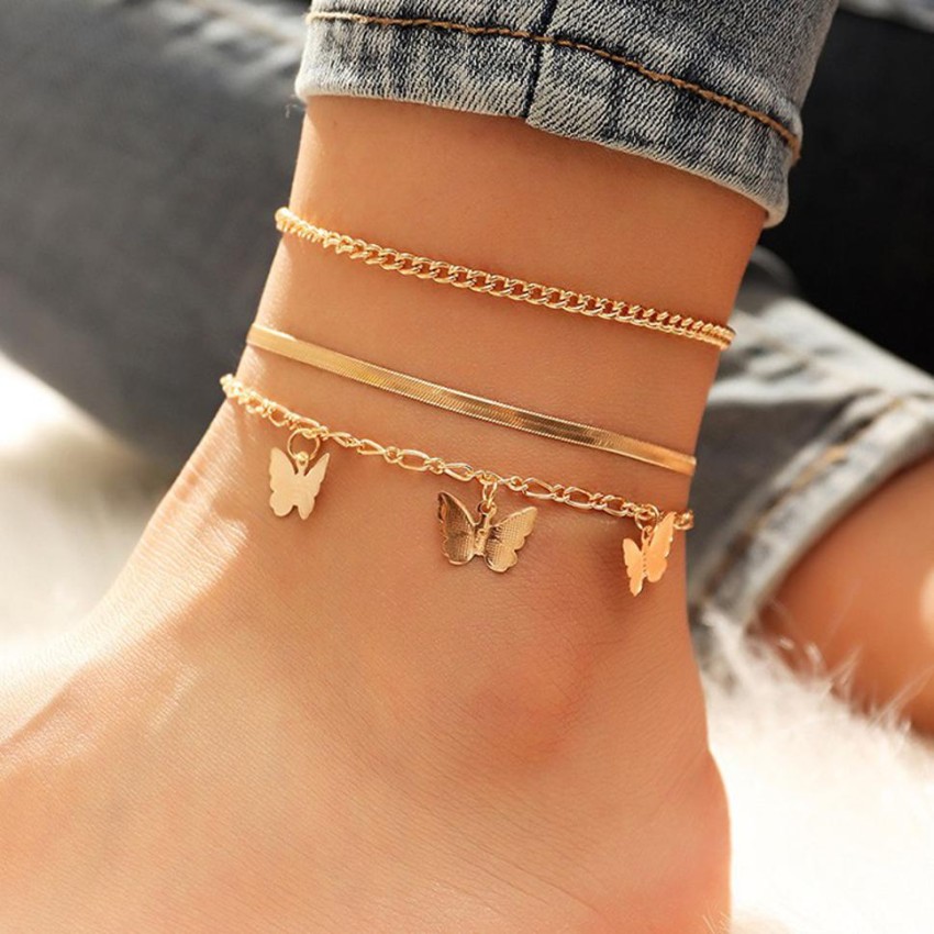 Gold 2025 butterfly anklet