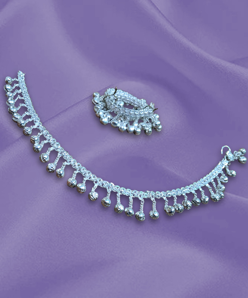 VK GILAT ORNAMENTS SILVER PLATED ARTIFICIAL ANKLETS Metal Anklet