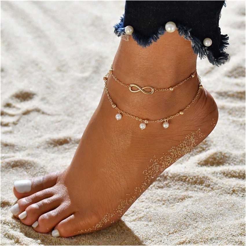 Zoestar Boho 3 Layered Anklet Bracelet Crystal with Sequin Star Summer Beach  Ankle Chain Jewelry for Women  Amazonin Jewellery