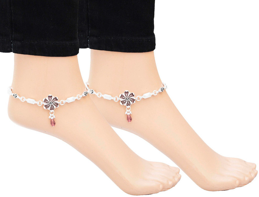Fancy silver on sale anklets designs