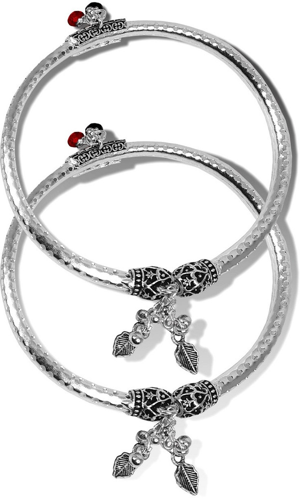 Stylewell 1 Pair Rajasthani Style Silver Alloy Ghungroo Painjan