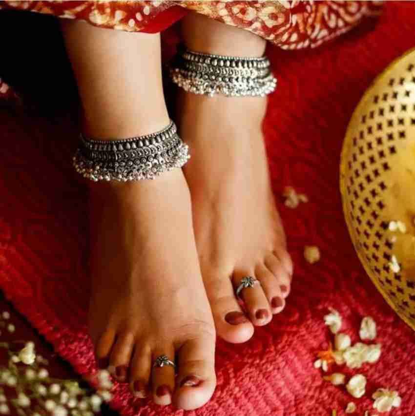 Oxidized silver clearance indian anklets