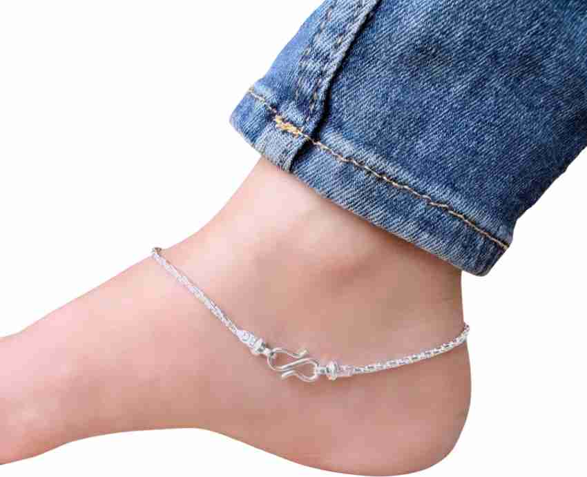GJH 925 One Piece Silver Sleek Chain Anklet Sterling Silver Anklet