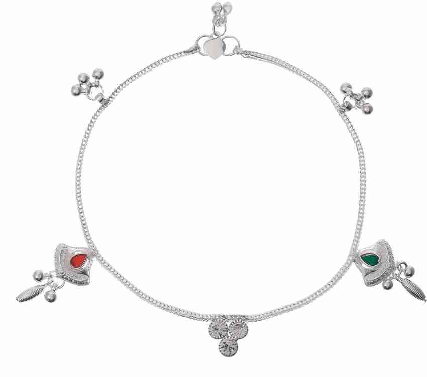 Silvermerc Designs Kolusu Silver Plated Anklet paijeb for women