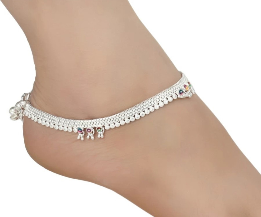 Cntzk silver coted white metal pure gota chandi silver payal