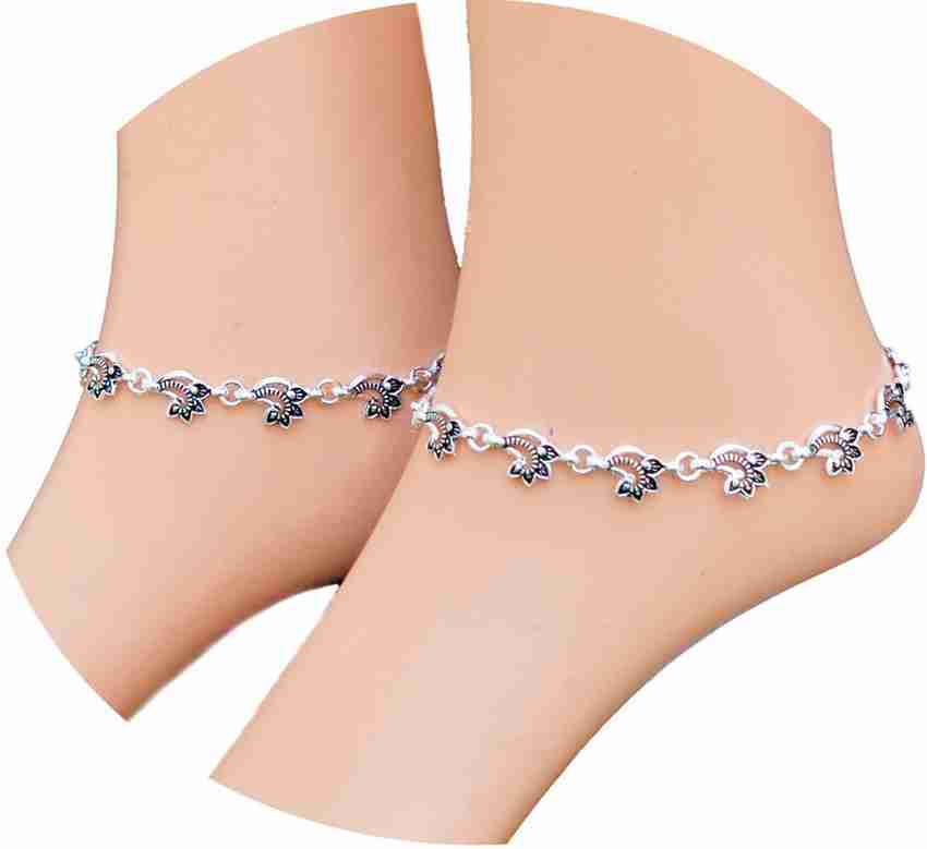 Fancy silver anklets hot sale