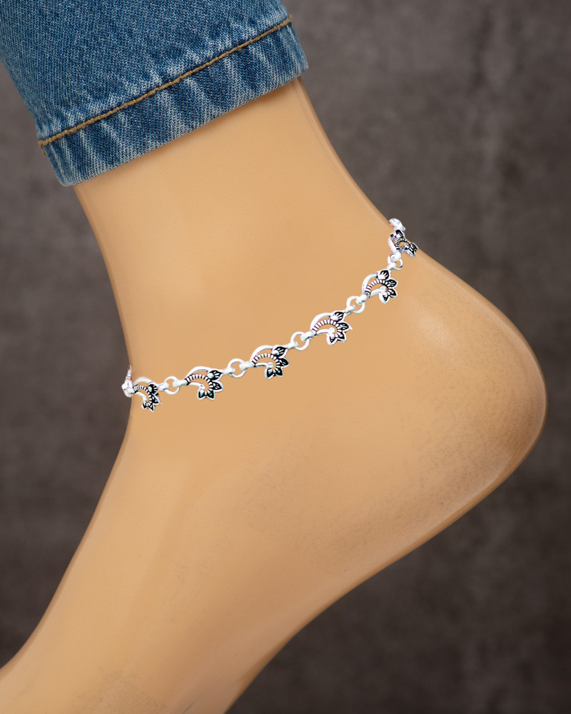 Dignity Women and Girls Silver Plated White Metal Payal Anklets