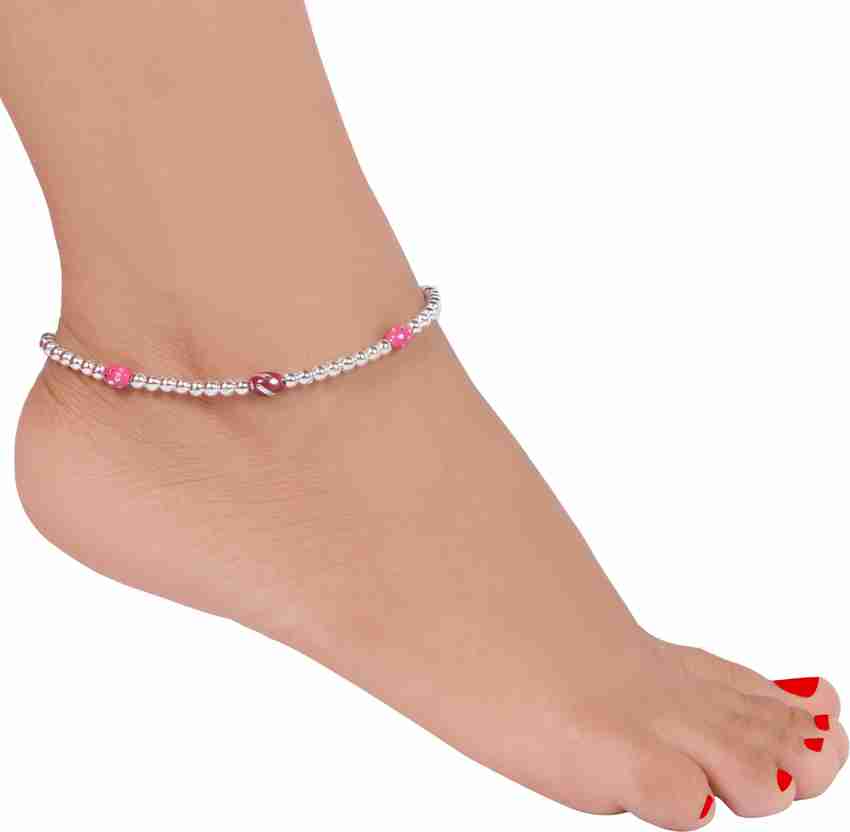 Laali A4 Round Manka Moti Payal With Beads Alloy Anklet Price in