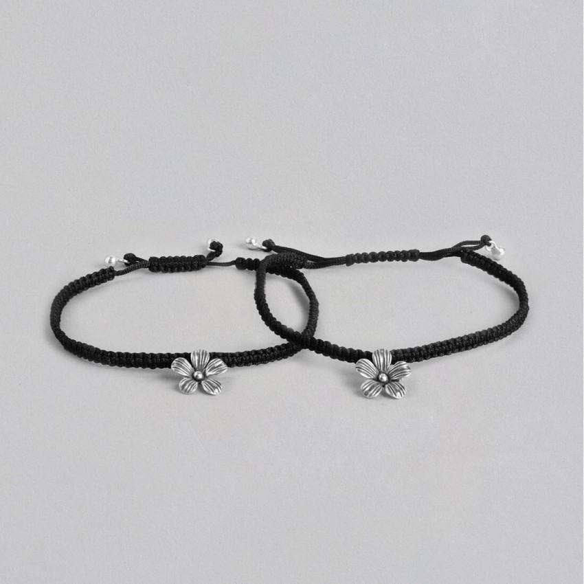 ZAVYA Black Thread Flower Charms 925 Silver Anklets Sterling Silver Anklet  Price in India - Buy ZAVYA Black Thread Flower Charms 925 Silver Anklets  Sterling Silver Anklet Online at Best Prices in