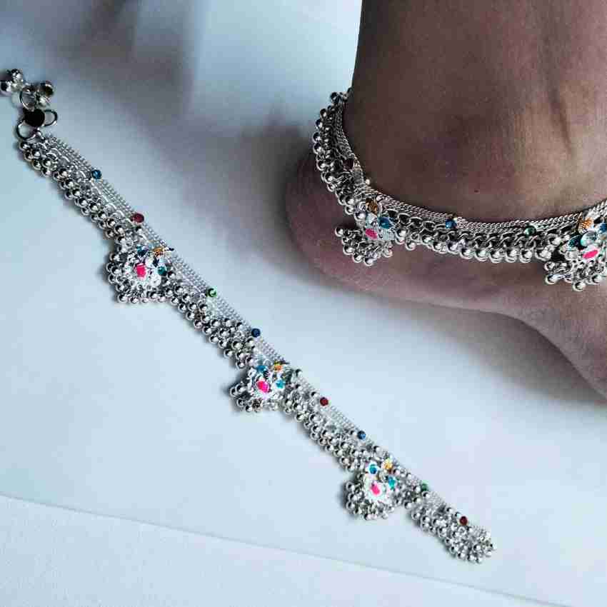 Nevy Meena Ghungroo Anklet Silver olish Thick Payal Alloy Brass Anklet Price in India Buy Nevy Meena Ghungroo Anklet Silver olish Thick Payal Alloy Brass Anklet Online at Best Prices in