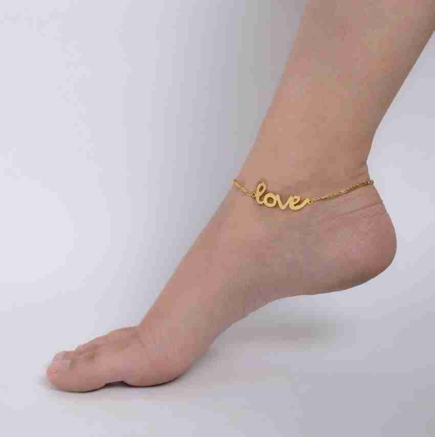 VAMA Golden Love Design Adjustable Stone Leg ankle Chain Anklet Bracelet Payal for Metal Anklet Price in India Buy VAMA Golden Love Design Adjustable Stone Leg ankle Chain Anklet Bracelet Payal