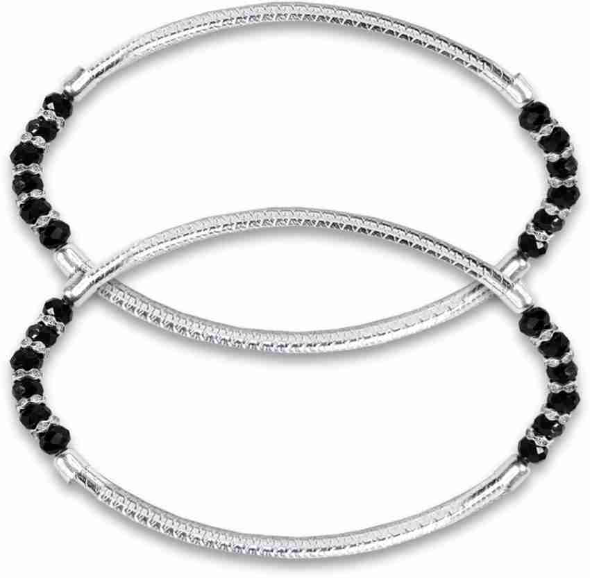 Silver payal with black moti shop