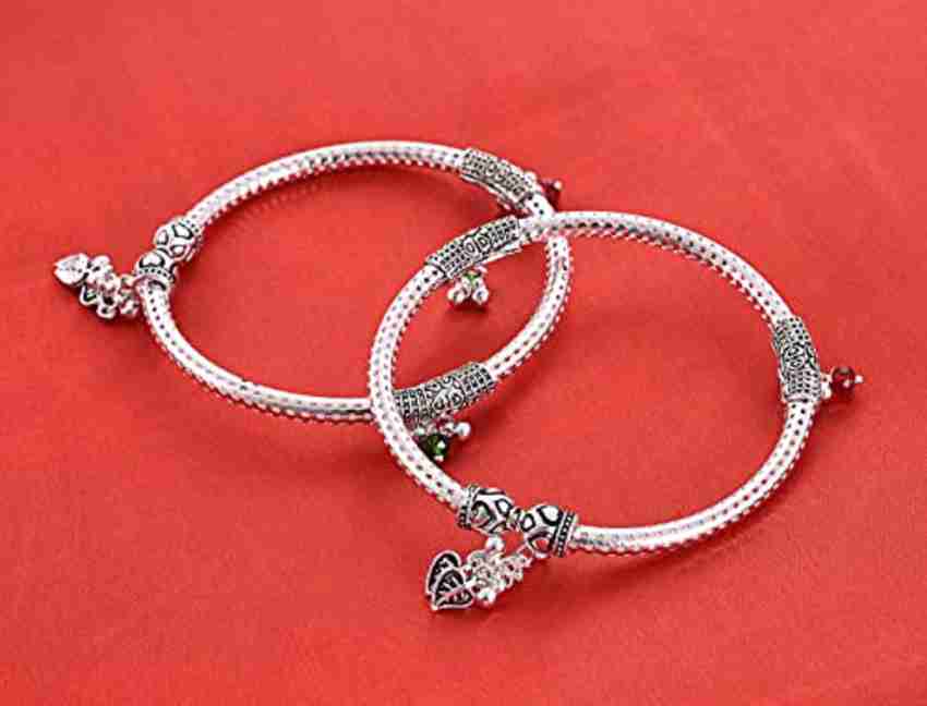 MADDYGROUP Silver Plated Leaf Design Brass Anklet Payal Kada Of 1 Pair for Women Girls Brass Anklet Price in India Buy MADDYGROUP Silver Plated Leaf Design Brass Anklet Payal Kada Of 1