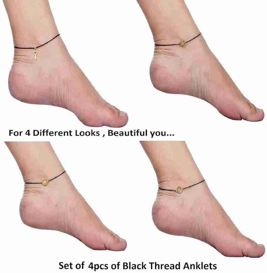 VAMA Black cotton thread Payal Najar Surksha kavacha Gold kala dhaga Anklet for Women Metal Anklet Price in India Buy VAMA Black cotton thread Payal Najar Surksha kavacha Gold kala dhaga