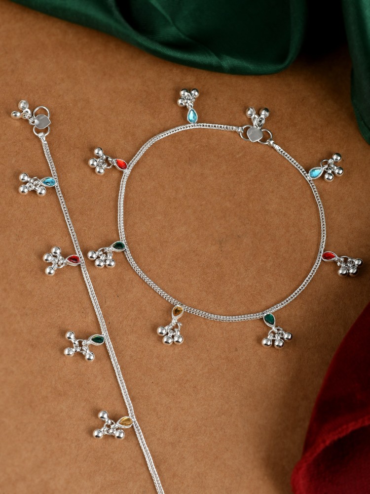 Silver anklets sale new models