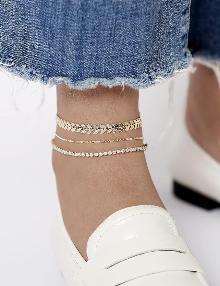 Gold tennis on sale ankle bracelet