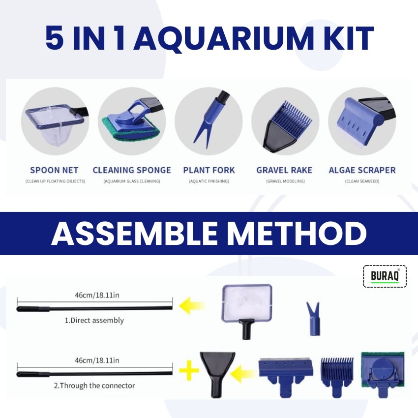 AQUANEAT Fish Tank Cleaning Tools, Aquarium Siphon, with 5 in 1 Cleaning  Set, fish tank cleaning tools 